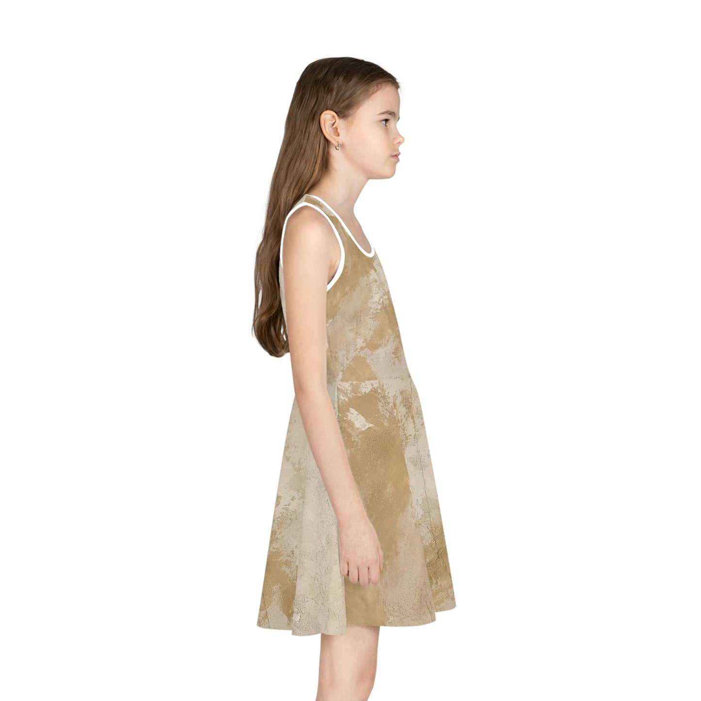 'Beige Butterfly' - Girls' Sleeveless Sundress (AOP)