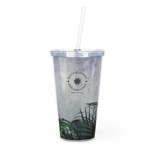 'Cloudy Tropics' Plastic Tumbler with Straw