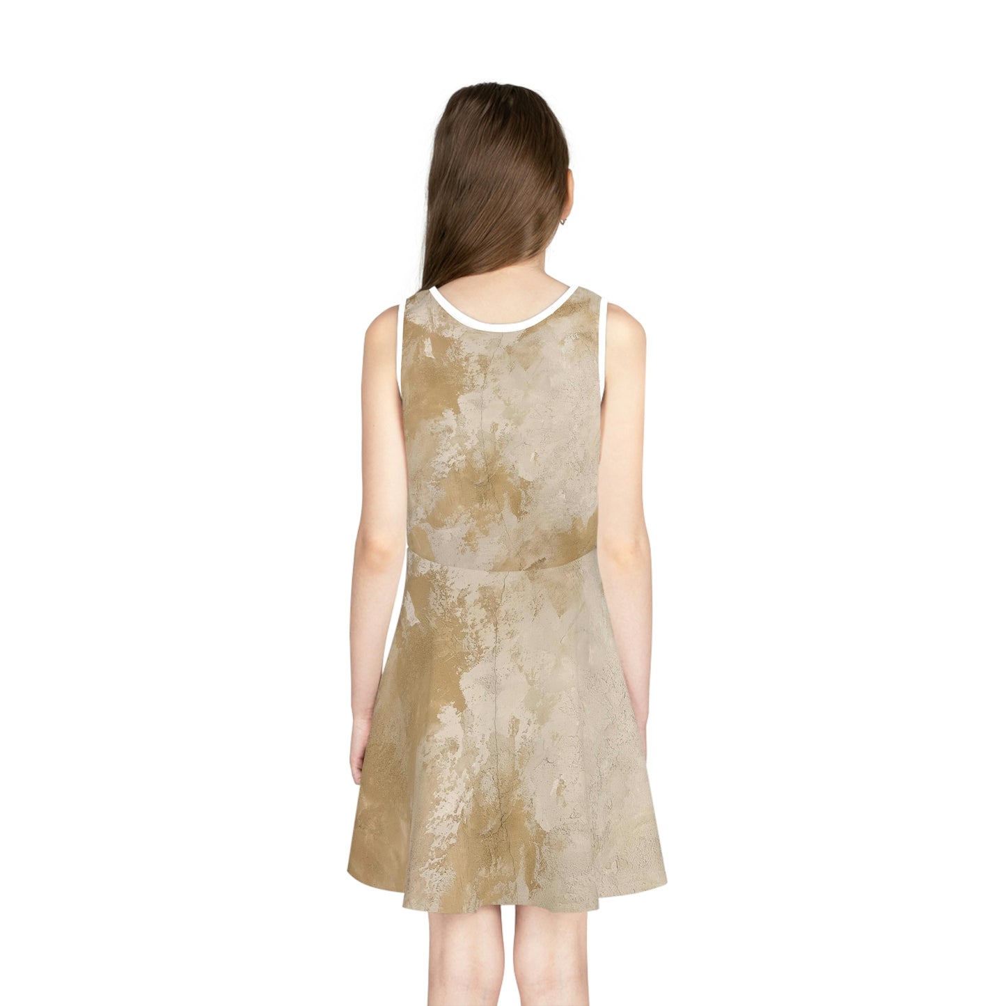 'Beige Butterfly' - Girls' Sleeveless Sundress (AOP)